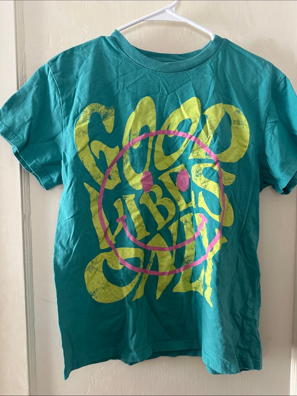 Girls' Teal 'Good Vibes' Short Sleeve Graphic Tee